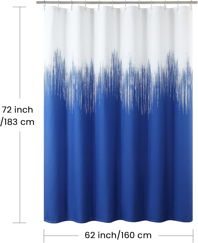 Blue Shower Curtain, Royal Blue Ombre Fabric Shower Curtains - Image 6