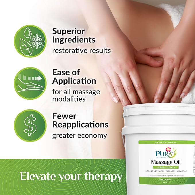 Wellness Professional Herbal Massage Oil 5 Gallon, Hypoallergenic Formula - Image 4