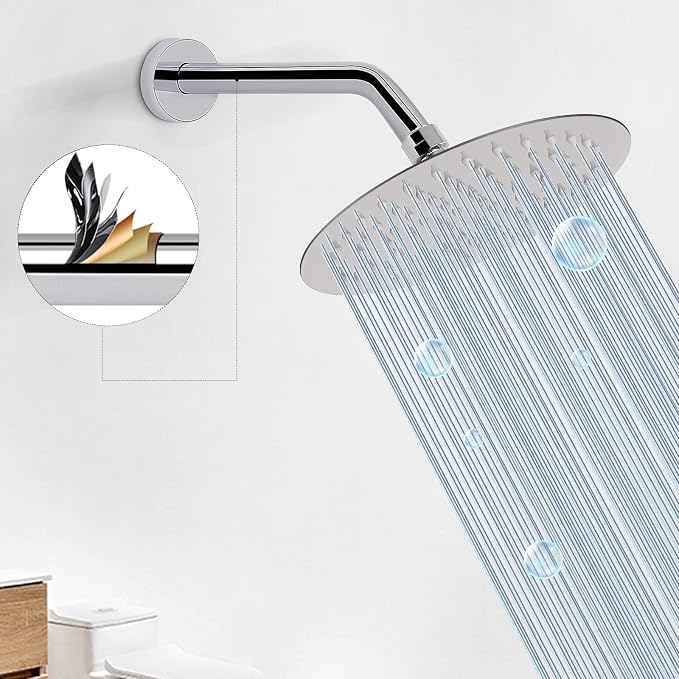 HarJue Shower Arm with Flange and Teflon Tape, Wall Mounted Shower Pipe 304 - Image 5