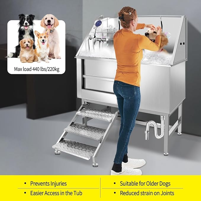 Professional 304 Stainless Steel Dog Bathing Station, 50 inch Pet Grooming Tub - Image 4