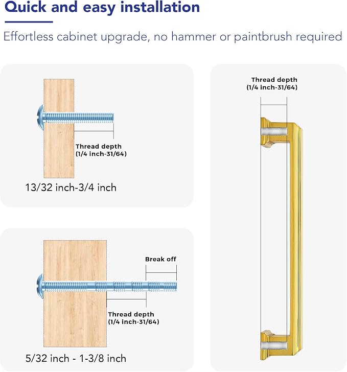 Ravinte Hardware 10 Pack Brushed Brass Cabinet Pulls, 5 Inch Hole Center Zinc - Image 3