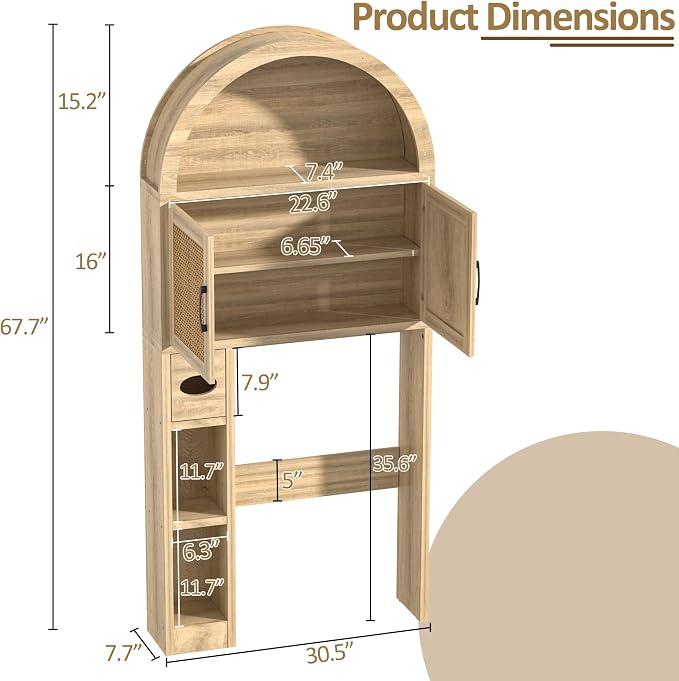 Spurgehom Over The Toilet Storage Cabinet, Bathroom Shelf Organizer Freestanding - Image 2