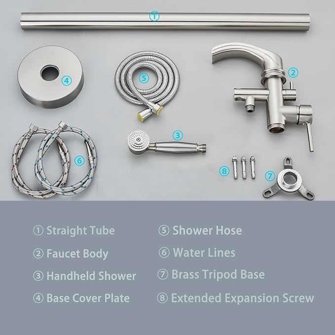 Senlesen Brushed Nickel Bathroom Single Handle Freestanding Bathtub Faucet - Image 9