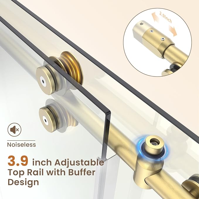 Bathbliss Glass Shower Door 44"-48" Wx60 H, Frameless Sliding Glass Door - Image 2