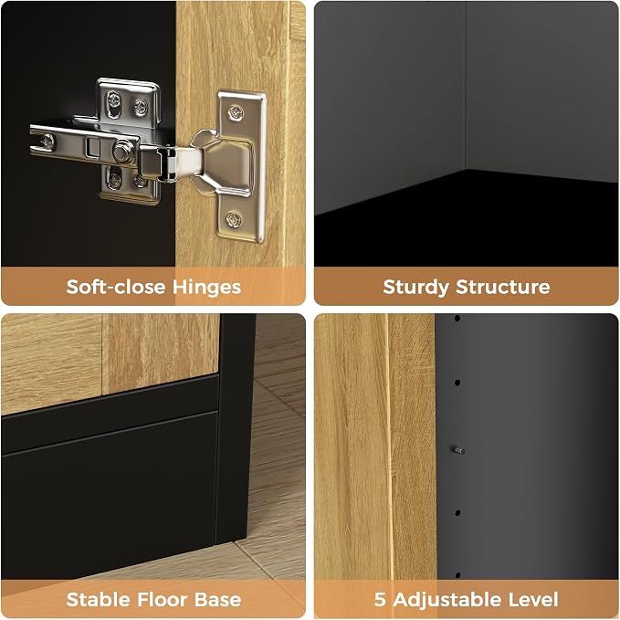 JASIWAY Kitchen Pantry Cabinet, Wooden Linen Pantry Cupboard - Image 7