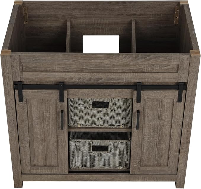 TILE & TOP Farm Barn 36“ Single Bathroom Vanity Cabinet without Top, Antique - Image 6