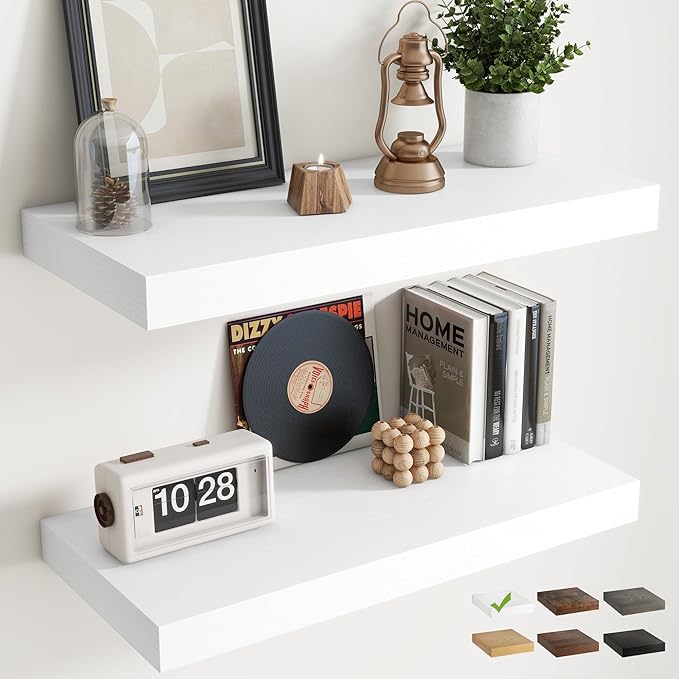 30 Inch Floating Shelves for Wall Set of 2, Easy Install Engineered Wood by Marsmiles