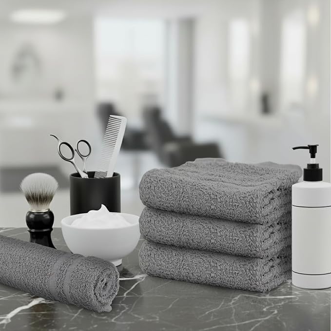 24 Pack Dark Grey Hand Towel 100% Cotton Spa Towel – 16x27 inches Highly - Image 5