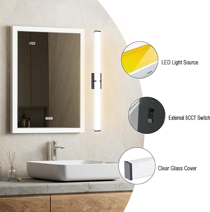 31.5Inch 3200LM Bathroom Light Fixtures 5CCT Optional, Dimmable Bathroom - Image 5
