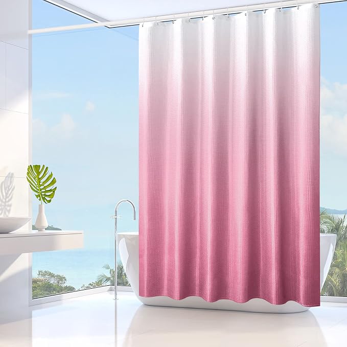 Gibelle Pink Shower Curtain, Ombre Fabric Shower Curtains - Image 2