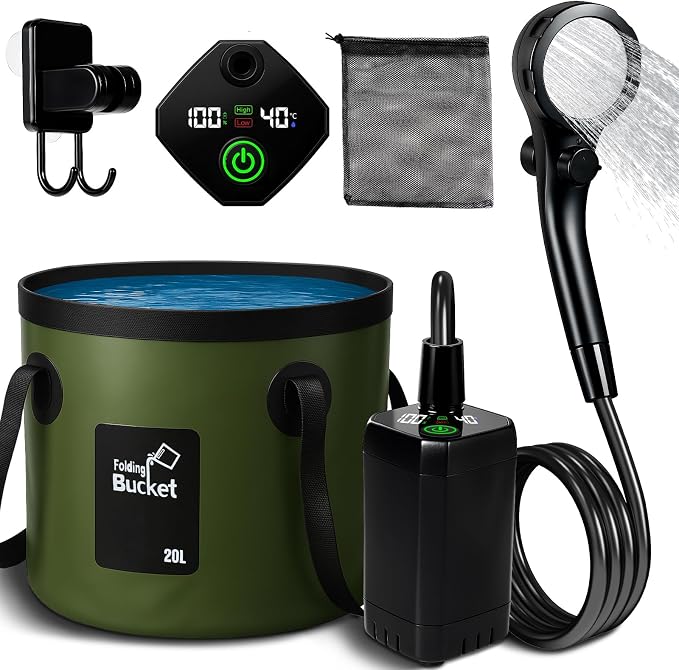 Portable Camping Shower, 6000mAh Rechargeable Shower Pump, Large Capacity by Motivekit