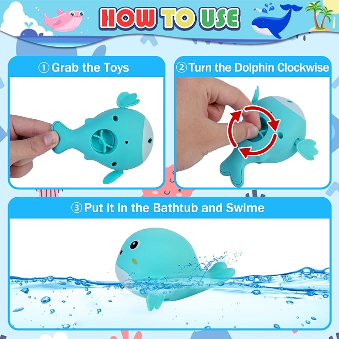 Baby Bath Toys 5 Pcs Set, Wind Up Bath Toys - Image 4