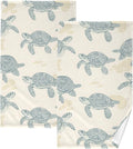 Sea Turtles Style Hand Towels for Bathroom Set of 2 Cotton Face Towel Soft by PIMILAGU