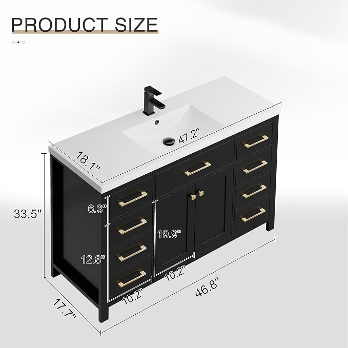 LUCKWIND 48" Modern Bathroom Vanity and Sink, Painted Bathroom Storage Cabinet - Image 2
