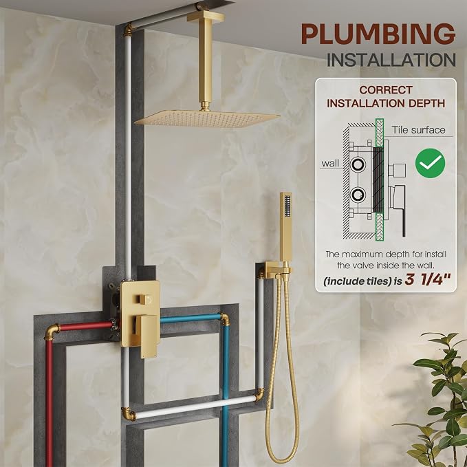 Ceiling Mount Shower System, High-Pressure Showerheads Set - Image 2