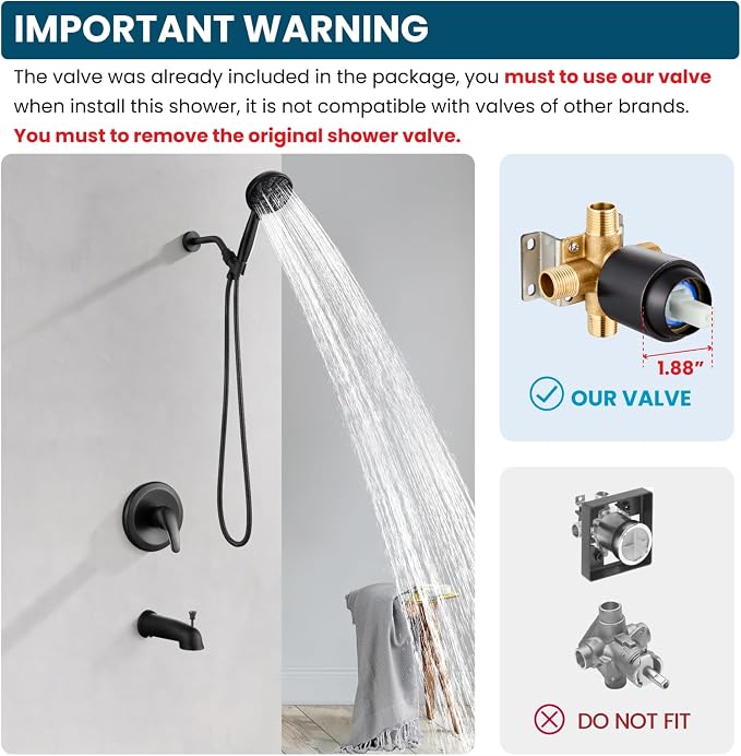 gotonovo Bathroom Shower Head Kit High Pressure Combo System Shower Faucet 6 - Image 2
