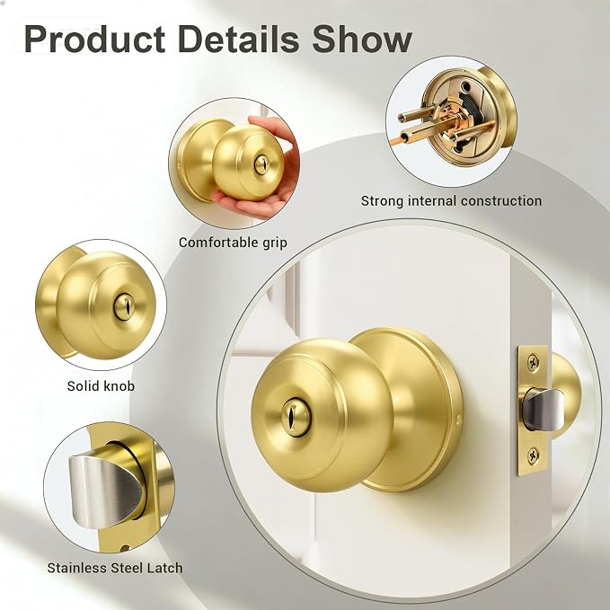 KNOBWELL 5 Pack Privacy Door Knob - Image 6