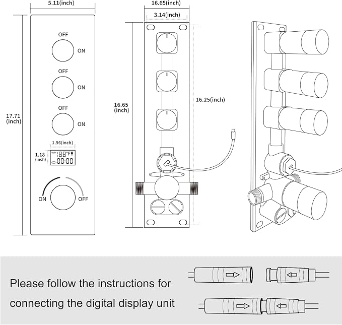 Digital Display Shower System Brushed Nickel Shower Faucet Set - Image 7
