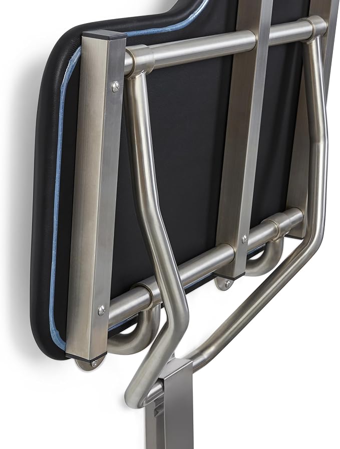 26" x 22.5" Black Padded Cushion Wall Mount Folding Left-Handed Transfer Bench - Image 7