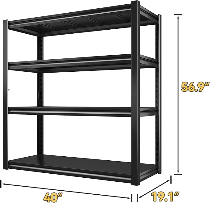 Raybee 40" W Garage Shelving, Storage Shelves 56.9" H, Metal Shelving Heavy - Image 3