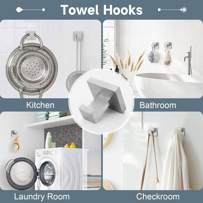 TNOMS Brushed Nickel 10-Piece Bathroom Hardware Accessories Set-Towel Bar & - Image 5