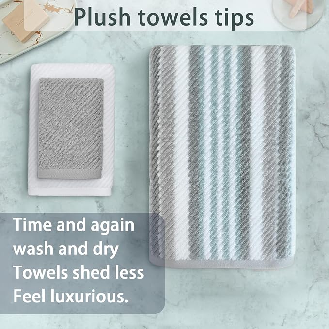 VOOVA & MOVAS 3PCS Bathroom Towels, 100% Cotton, Quick Dry, Bathroom Essentials - Image 3