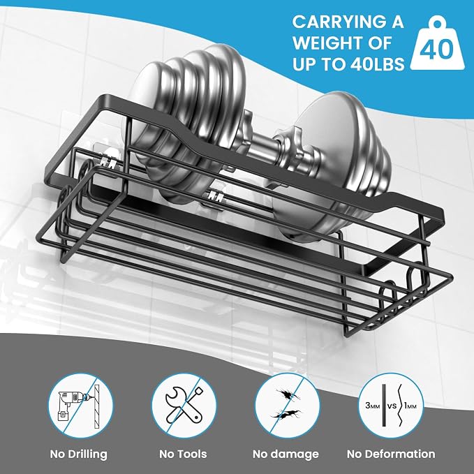 Shower Caddy Shelves Organizer Rack, Single Pack Shower Caddy, No Drilling Wall - Image 6