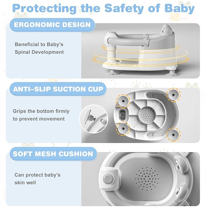 Baby Bath Seat for Babies 6 Months & up Non-Slip Toddler Bath Seats for Sitting - Image 5