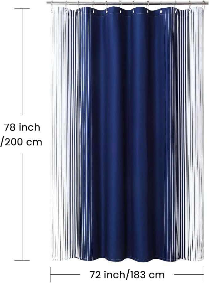 Blue Shower Curtain 78 Inches Long, Modern Navy Blue and White Gradient - Image 6