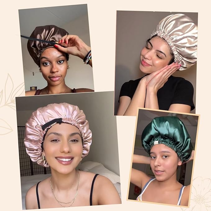 YANIBEST Adjustable Satin Bonnet Double Layer Hair Bonnet - Image 5
