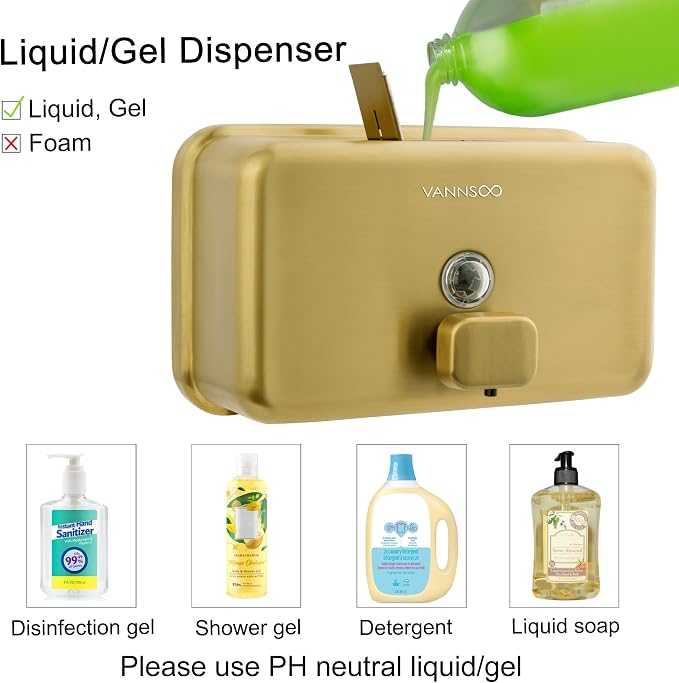 Wall Mounted Hand Soap Dispenser Bathroom, 1200ml 40oz Commercial Stainless - Image 6