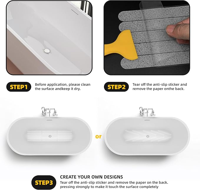 20-Pack Clear Bathtub Stickers Non-Slip, Long-Strip Shower Treads - Image 7