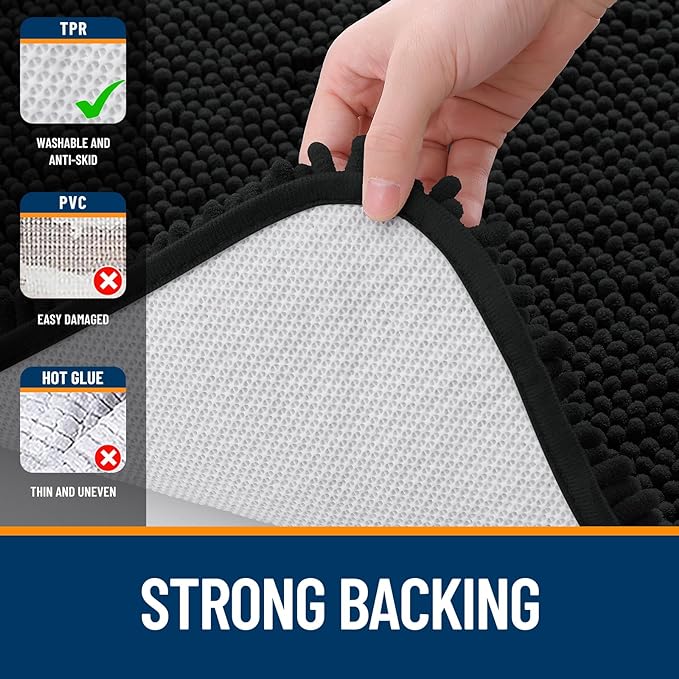 OLANLY Bathroom Rugs 59x20, Extra Soft Absorbent Chenille Bath Rugs, Rubber - Image 6