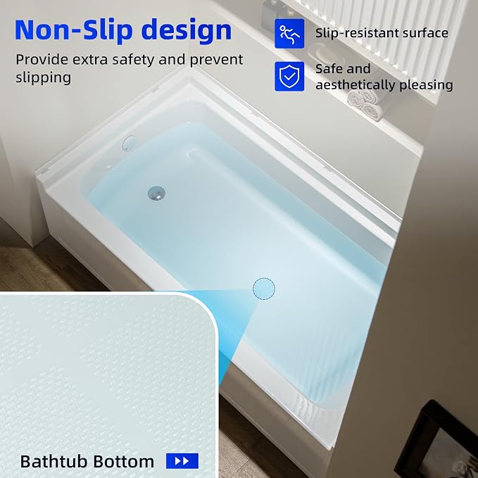 WOODBRIDGE 60” x 32” Alcove Soaking Bathtub in white - Image 3