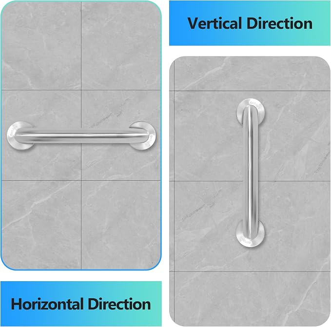 Shower Grab Bar, 2 Pack 16 Inch Brushed Nickel Bathroom Safety Bar, 1.25" - Image 4