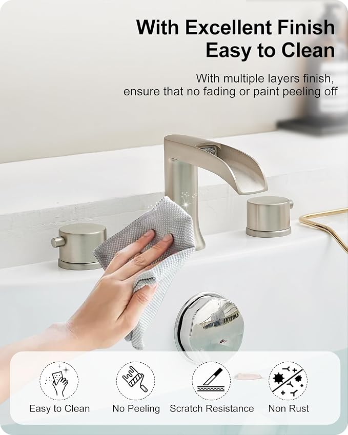 Brass Roman Bathtub Faucet Brushed Nickel, Waterfall High Flow Bath Tub Faucet - Image 4