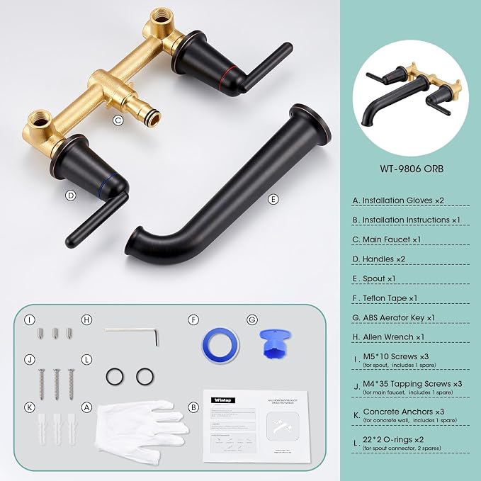 Wall Mount Tub Filler, 10.33" Extra Long Spout - Image 8