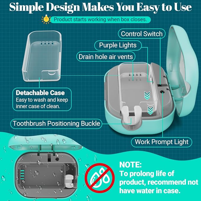 Toothbrush Sanitizer Case, RRZIOM Portable Toothbrush Covers Rechargeable - Image 5