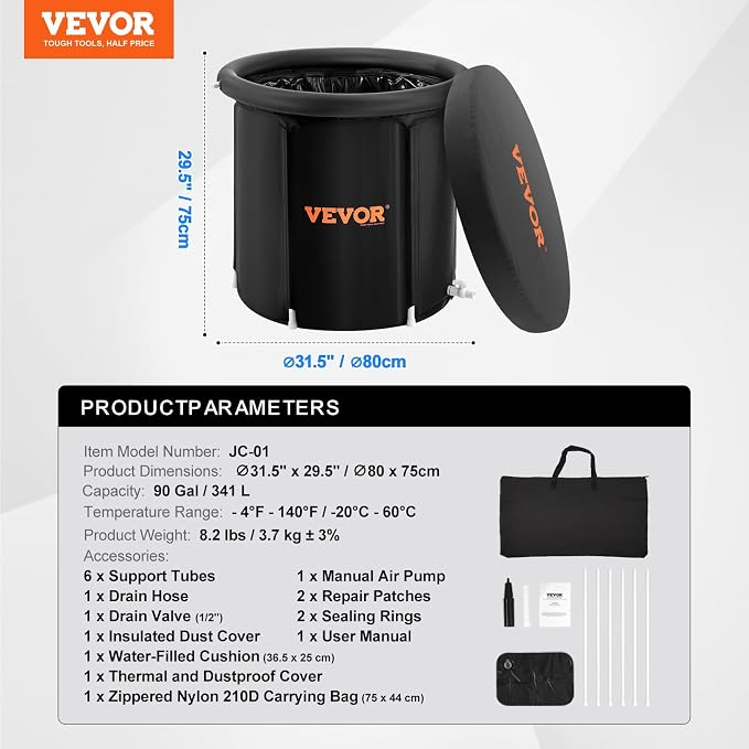 VEVOR Ice Bath Tub, Cold Water Therapy Plunge Tub - Image 7