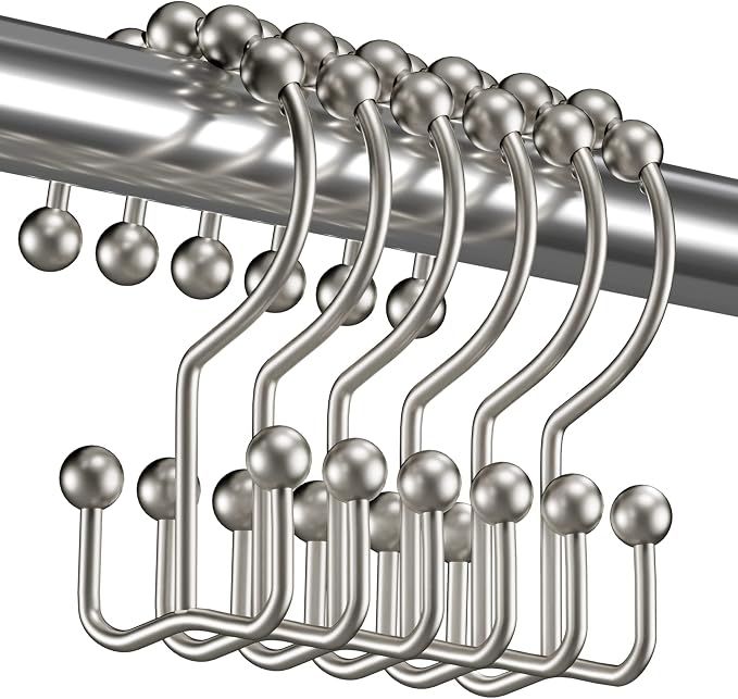 Titanker Shower Curtain Hooks Rings, Rust-Resistant Metal Double Glide Shower by Titanker
