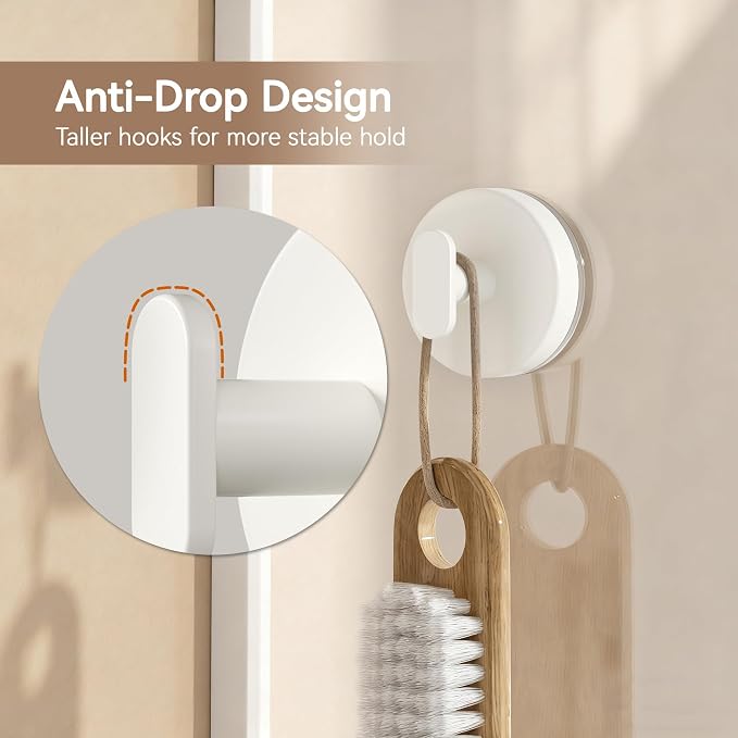 Suction Cup Hooks for Shower: 15 LB Strong Wall Hanger for Bathroom, Front door - Image 6