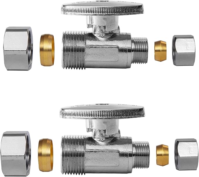 2-Pack EFIELD Straight Stop Valve 1/2" Nominal Compression x 3/8" OD by EFIELDPEXTUBING
