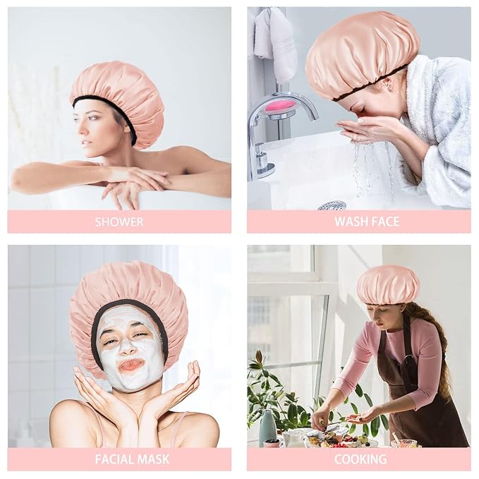 Aquior Shower Cap, Shower Cap for Women Reusable, Triple Layer Waterproof Bath - Image 6