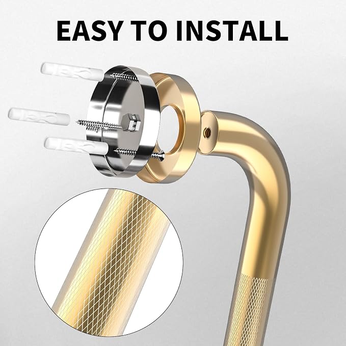 24 Inch Anti Slip Shower Grab Bar Gold, Munzong 2 Pack Bathroom Grab Bar - Image 4