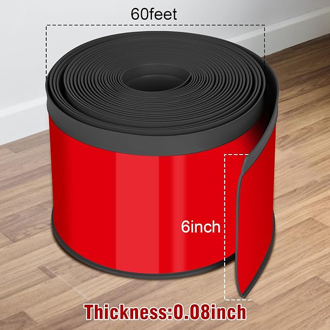 Vinyl Baseboard Molding Trim 6 Inch x 60 Feet Peel and Stick Baseboard Trim - Image 2
