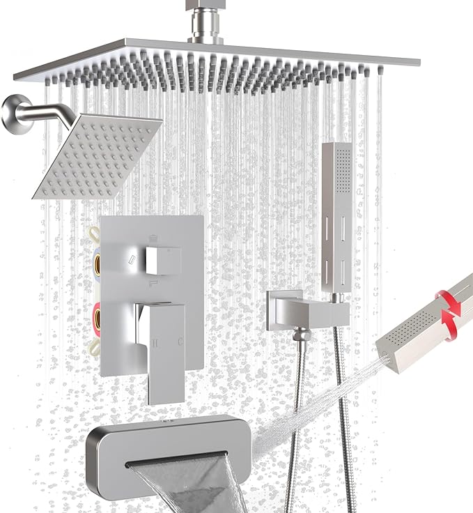 ENGA Shower System with Tub Spout, Bathtub Shower Faucet Combo Set by Enga