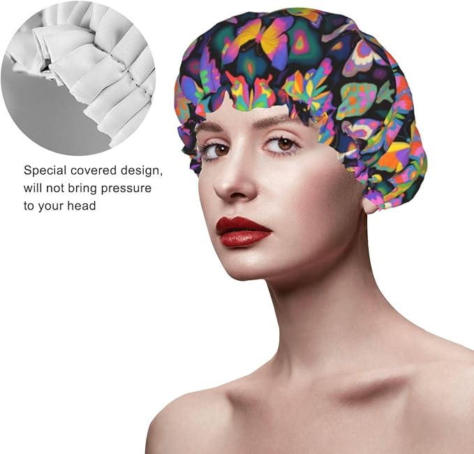 Women Girl Double Waterproof Layers Shower Caps EVA Bathing Hair Hats - Image 4