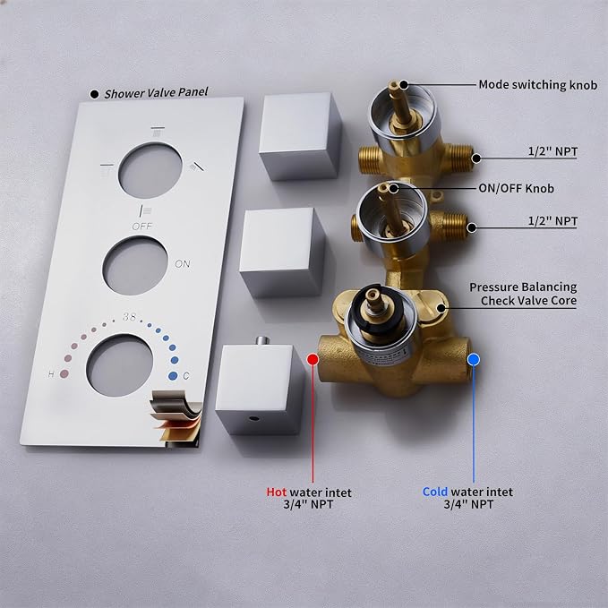 Thermostatic Shower System Chrome Shower Faucet Set, Four Modes Shower Faucet - Image 6