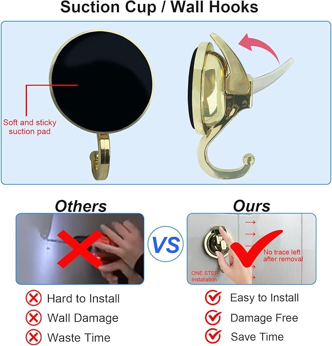 Heavy Duty Vacuum Suction Shower Hooks Glass Suction Cup Bathroom Robe Hooks - Image 5