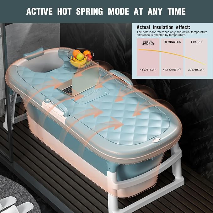 biosp 54'' Portable Bathtub for Adult, Foldable Collapsible Bathtub - Image 3